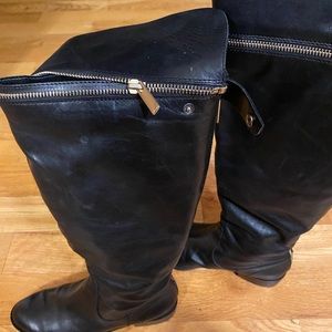 Black leather Boots Saks Fifth Avenue Black Label.